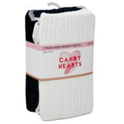 Wholesale - 2pk 2T-4T GIRLS HEART CABLE & SOLID HWT FOOTED TIGHTS C/P 24, UPC: 193159289089